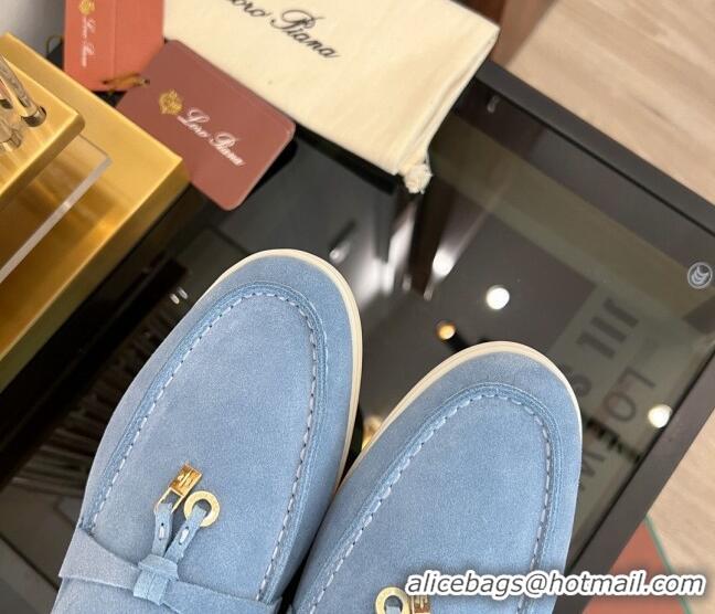 ​Inexpensive Loro Piana Summer Charms Walk Suede Loafers LP1016 Light Blue 2023