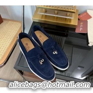 ​Best Quality Loro Piana Summer Charms Walk Suede Loafers LP1016 Dark Blue 2023