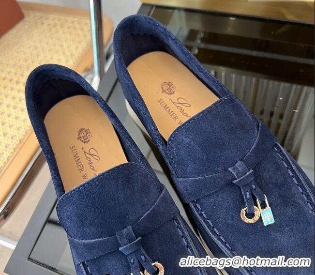 ​Best Quality Loro Piana Summer Charms Walk Suede Loafers LP1016 Dark Blue 2023