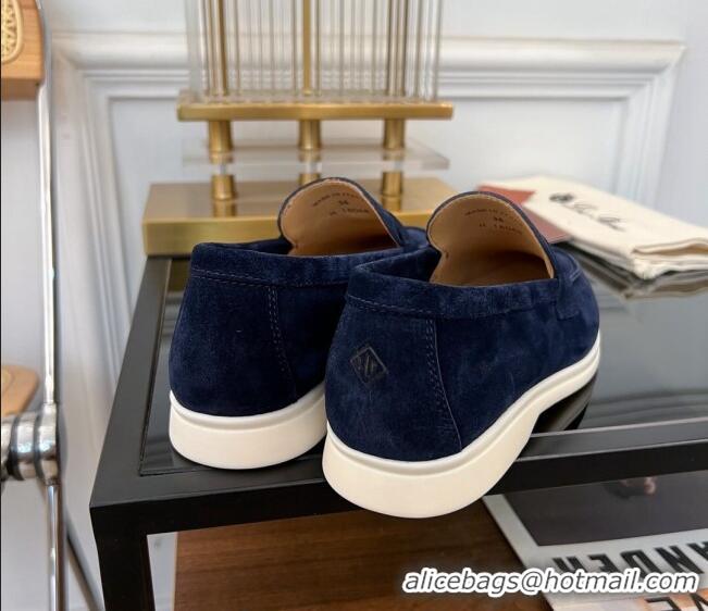 ​Best Quality Loro Piana Summer Charms Walk Suede Loafers LP1016 Dark Blue 2023