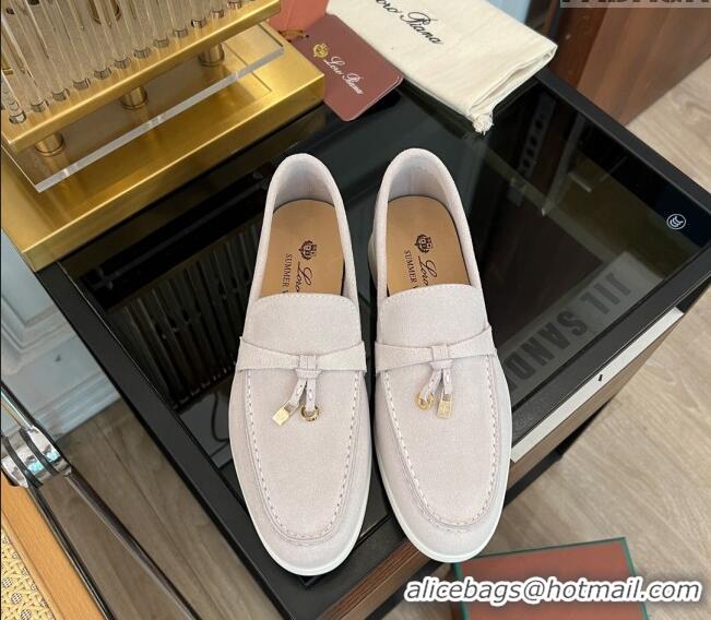 ​New Design Loro Piana Summer Charms Walk Suede Loafers LP1016 Pale Grey 2023