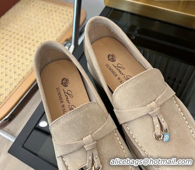 ​Reasonable Price Loro Piana Summer Charms Walk Suede Loafers LP1016 Beige 2023