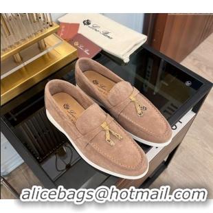 ​Discount Loro Piana Summer Charms Walk Suede Loafers LP1016 Light Brown 2023