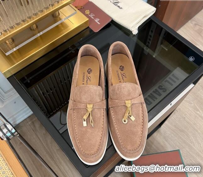 ​Discount Loro Piana Summer Charms Walk Suede Loafers LP1016 Light Brown 2023