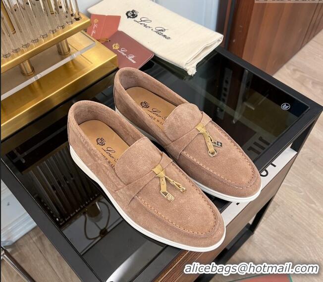 ​Discount Loro Piana Summer Charms Walk Suede Loafers LP1016 Light Brown 2023