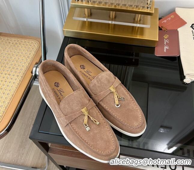 ​Discount Loro Piana Summer Charms Walk Suede Loafers LP1016 Light Brown 2023