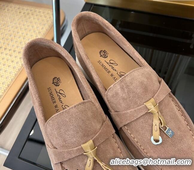 ​Discount Loro Piana Summer Charms Walk Suede Loafers LP1016 Light Brown 2023