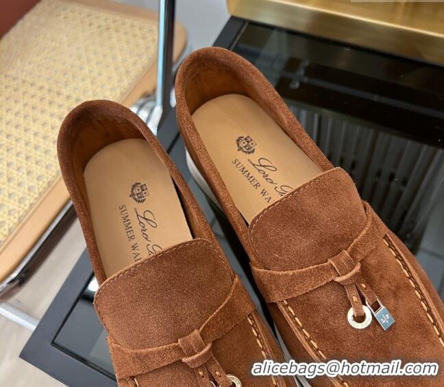 ​Best Price Loro Piana Summer Charms Walk Suede Loafers LP1016 Brown 2023