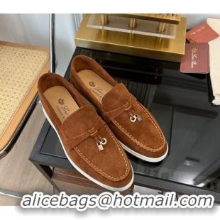 ​Most Popular Loro Piana Summer Charms Walk Suede Loafers LP1016 Dark Brown 2023