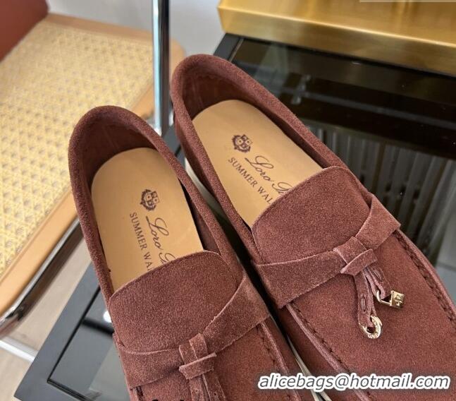 ​Most Popular Loro Piana Summer Charms Walk Suede Loafers LP1016 Dark Brown 2023