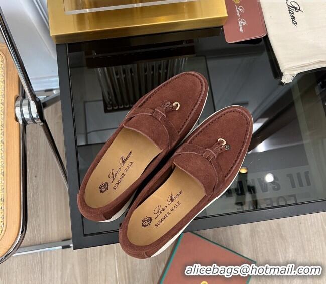 ​Most Popular Loro Piana Summer Charms Walk Suede Loafers LP1016 Dark Brown 2023