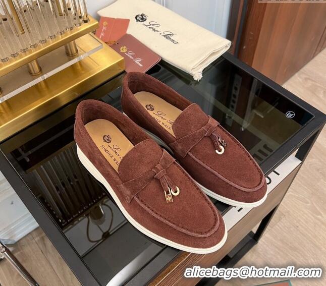 ​Most Popular Loro Piana Summer Charms Walk Suede Loafers LP1016 Dark Brown 2023