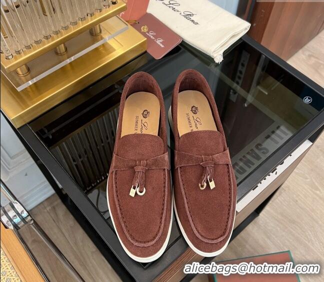 ​Most Popular Loro Piana Summer Charms Walk Suede Loafers LP1016 Dark Brown 2023