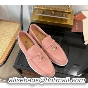 ​Affordable Price Loro Piana Summer Charms Walk Suede Loafers LP1016 Light Pink 2023