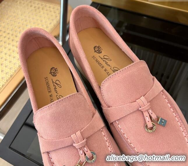 ​Affordable Price Loro Piana Summer Charms Walk Suede Loafers LP1016 Light Pink 2023