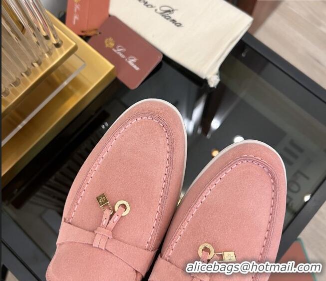 ​Affordable Price Loro Piana Summer Charms Walk Suede Loafers LP1016 Light Pink 2023