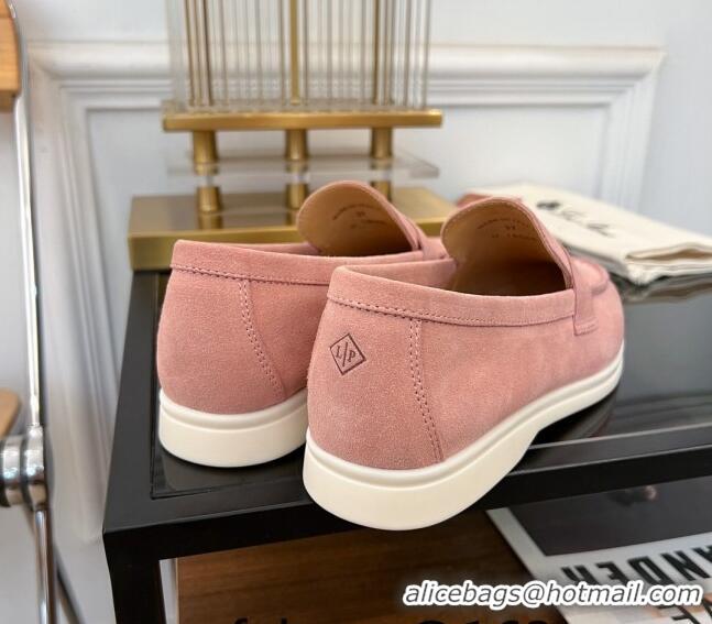 ​Affordable Price Loro Piana Summer Charms Walk Suede Loafers LP1016 Light Pink 2023