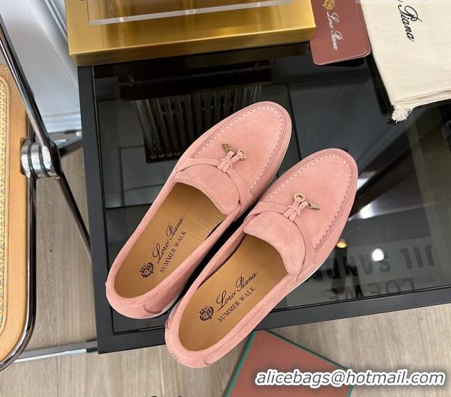 ​Affordable Price Loro Piana Summer Charms Walk Suede Loafers LP1016 Light Pink 2023