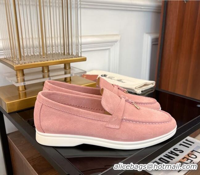 ​Affordable Price Loro Piana Summer Charms Walk Suede Loafers LP1016 Light Pink 2023