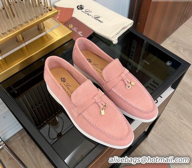 ​Affordable Price Loro Piana Summer Charms Walk Suede Loafers LP1016 Light Pink 2023