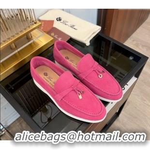 ​Shop Grade Loro Piana Summer Charms Walk Suede Loafers LP1016 Dark Pink 2023