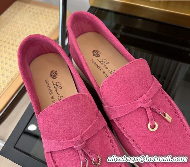 ​Shop Grade Loro Piana Summer Charms Walk Suede Loafers LP1016 Dark Pink 2023