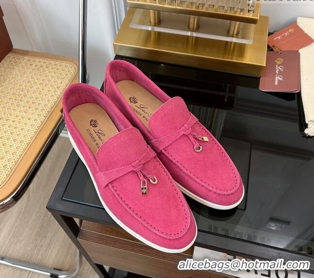 ​Shop Grade Loro Piana Summer Charms Walk Suede Loafers LP1016 Dark Pink 2023