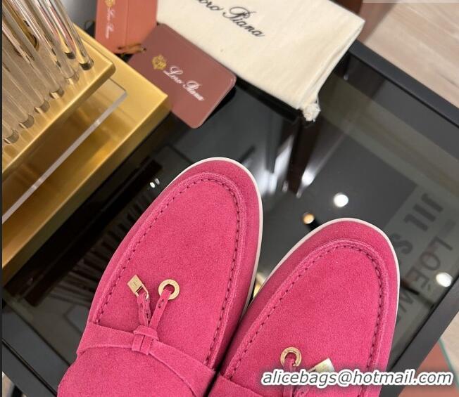 ​Shop Grade Loro Piana Summer Charms Walk Suede Loafers LP1016 Dark Pink 2023