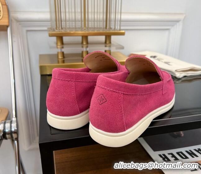 ​Shop Grade Loro Piana Summer Charms Walk Suede Loafers LP1016 Dark Pink 2023