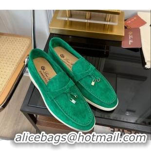 Super Quality Loro Piana Summer Charms Walk Suede Loafers LP1016 Green 2023