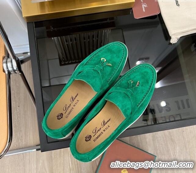 Super Quality Loro Piana Summer Charms Walk Suede Loafers LP1016 Green 2023