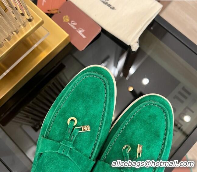 Super Quality Loro Piana Summer Charms Walk Suede Loafers LP1016 Green 2023