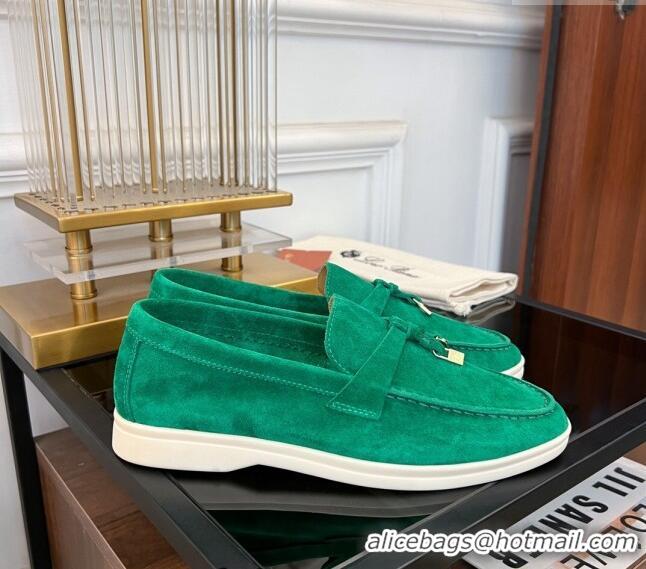 Super Quality Loro Piana Summer Charms Walk Suede Loafers LP1016 Green 2023