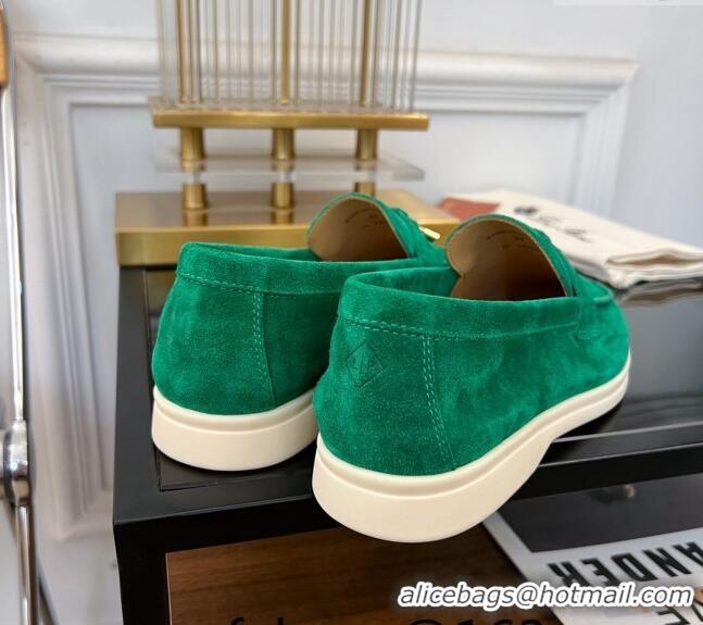 Super Quality Loro Piana Summer Charms Walk Suede Loafers LP1016 Green 2023