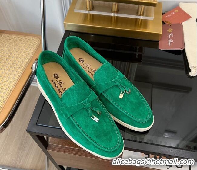 Super Quality Loro Piana Summer Charms Walk Suede Loafers LP1016 Green 2023