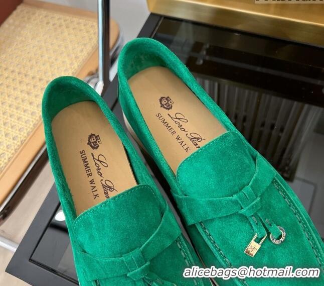 Super Quality Loro Piana Summer Charms Walk Suede Loafers LP1016 Green 2023