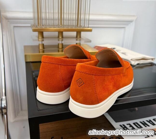 Buy Cheap Loro Piana Summer Charms Walk Suede Loafers LP1016 Orange 2023