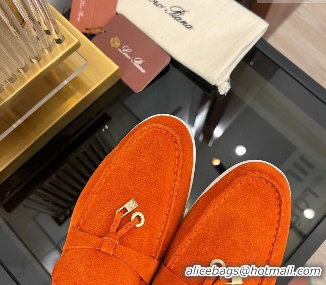 Buy Cheap Loro Piana Summer Charms Walk Suede Loafers LP1016 Orange 2023