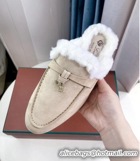 ​Shop Best Babouche Charms Walk Mules in Suede and Wool L6062 Beige 2023