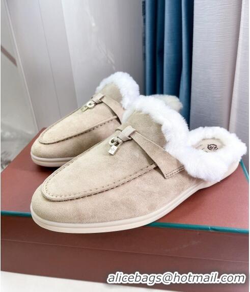 ​Shop Best Babouche Charms Walk Mules in Suede and Wool L6062 Beige 2023