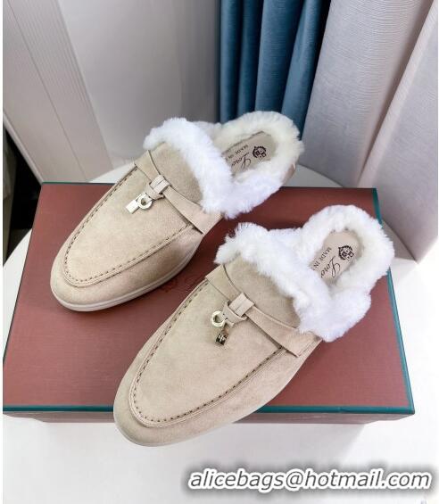 ​Shop Best Babouche Charms Walk Mules in Suede and Wool L6062 Beige 2023