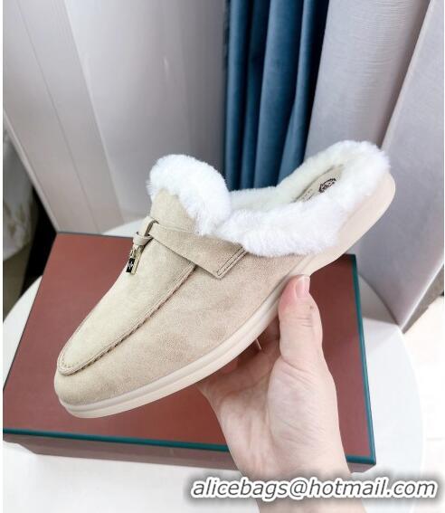 ​Shop Best Babouche Charms Walk Mules in Suede and Wool L6062 Beige 2023