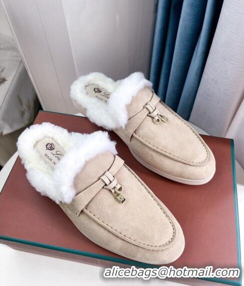 ​Shop Best Babouche Charms Walk Mules in Suede and Wool L6062 Beige 2023