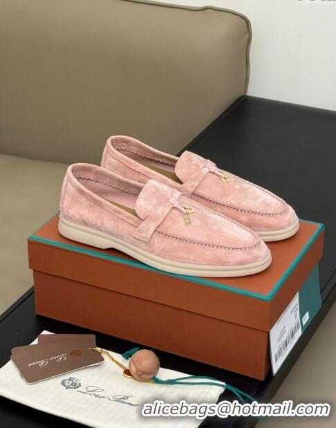 Cheapest Loro Piana Summer Charms Walk Loafers LP110612 Pink 2023 TOP