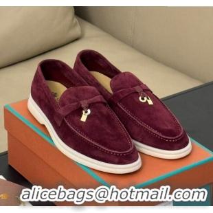 Low Cost Loro Piana Summer Charms Walk Loafers LP110615 Burgundy 2023 TOP