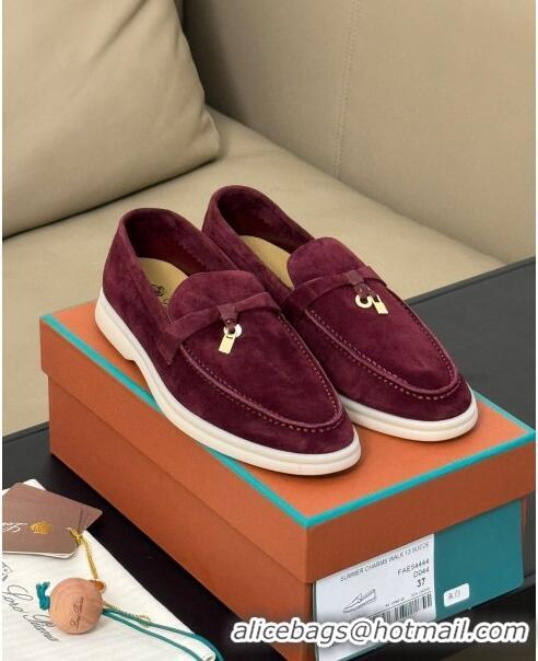 Low Cost Loro Piana Summer Charms Walk Loafers LP110615 Burgundy 2023 TOP