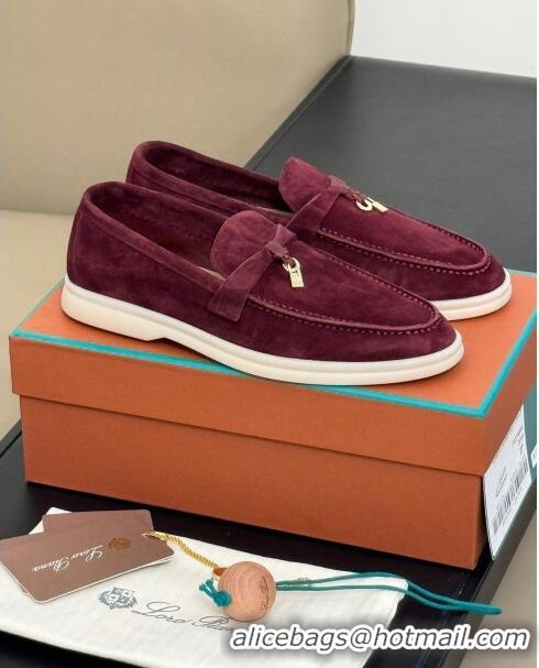 Low Cost Loro Piana Summer Charms Walk Loafers LP110615 Burgundy 2023 TOP