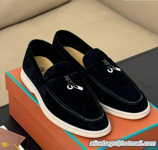 ​Promotional Loro Piana Summer Charms Walk Loafers LP110617 Black 2023 TOP