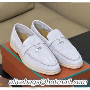 Inexpensive Loro Piana Summer Charms Walk Loafers LP110618 Light Grey 2023 TOP