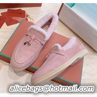 ​Best Price Loro Piana Summer Charms Walk Loafers with Fur LP110619 Pink 2023